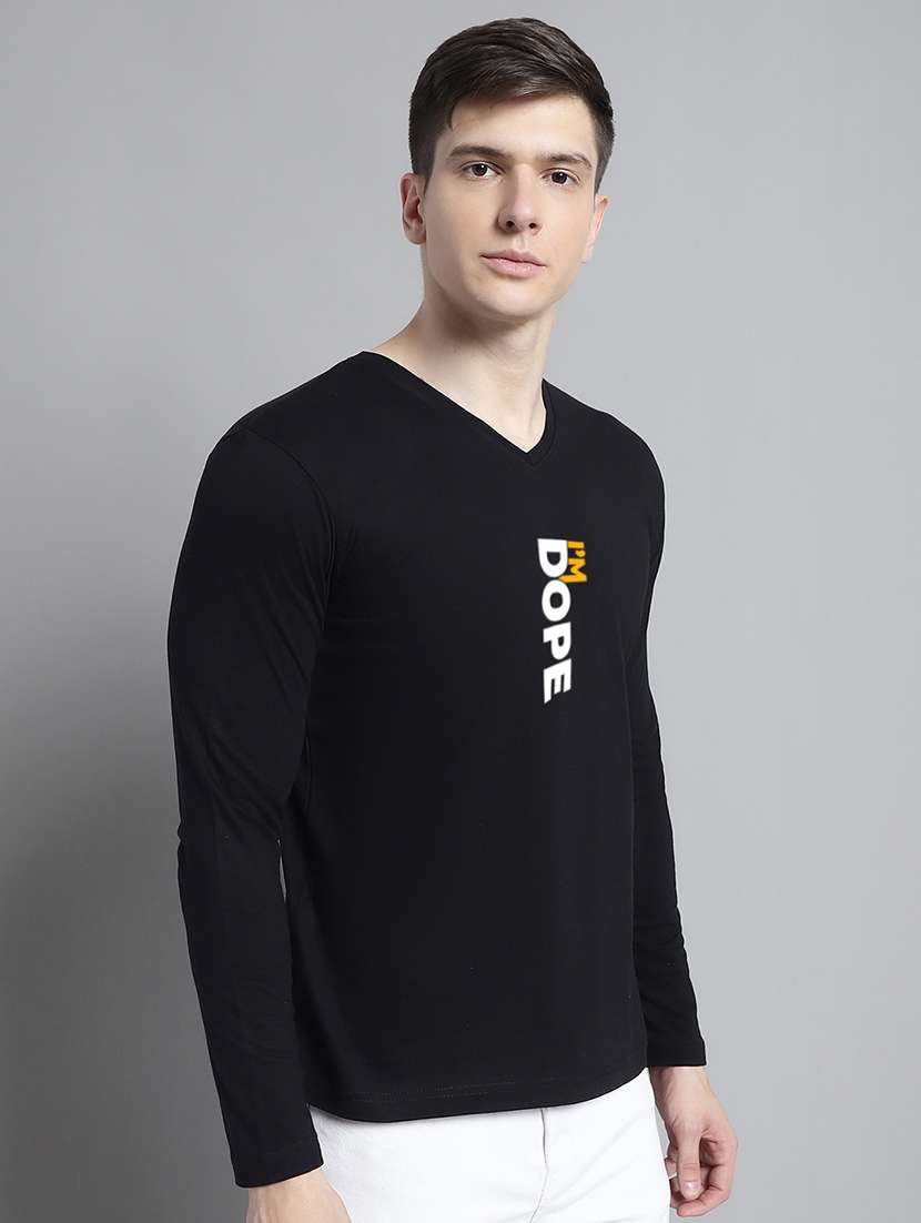 black cotton chest print tshirt - 20299088 -  Standard Image - 2