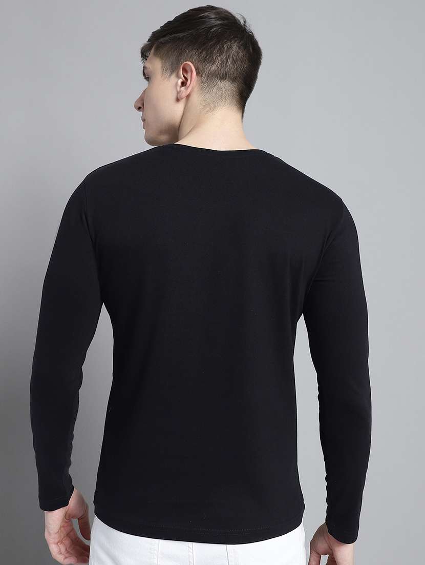 men black cotton chest print t-shirt - 20299095 - Standard Image - 2
