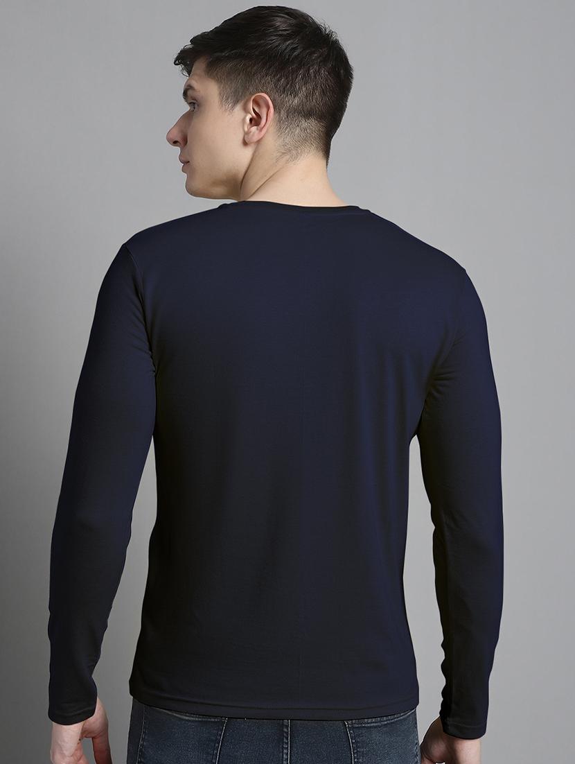men navy blue cotton chest print t-shirt - 20299100 - Standard Image - 2