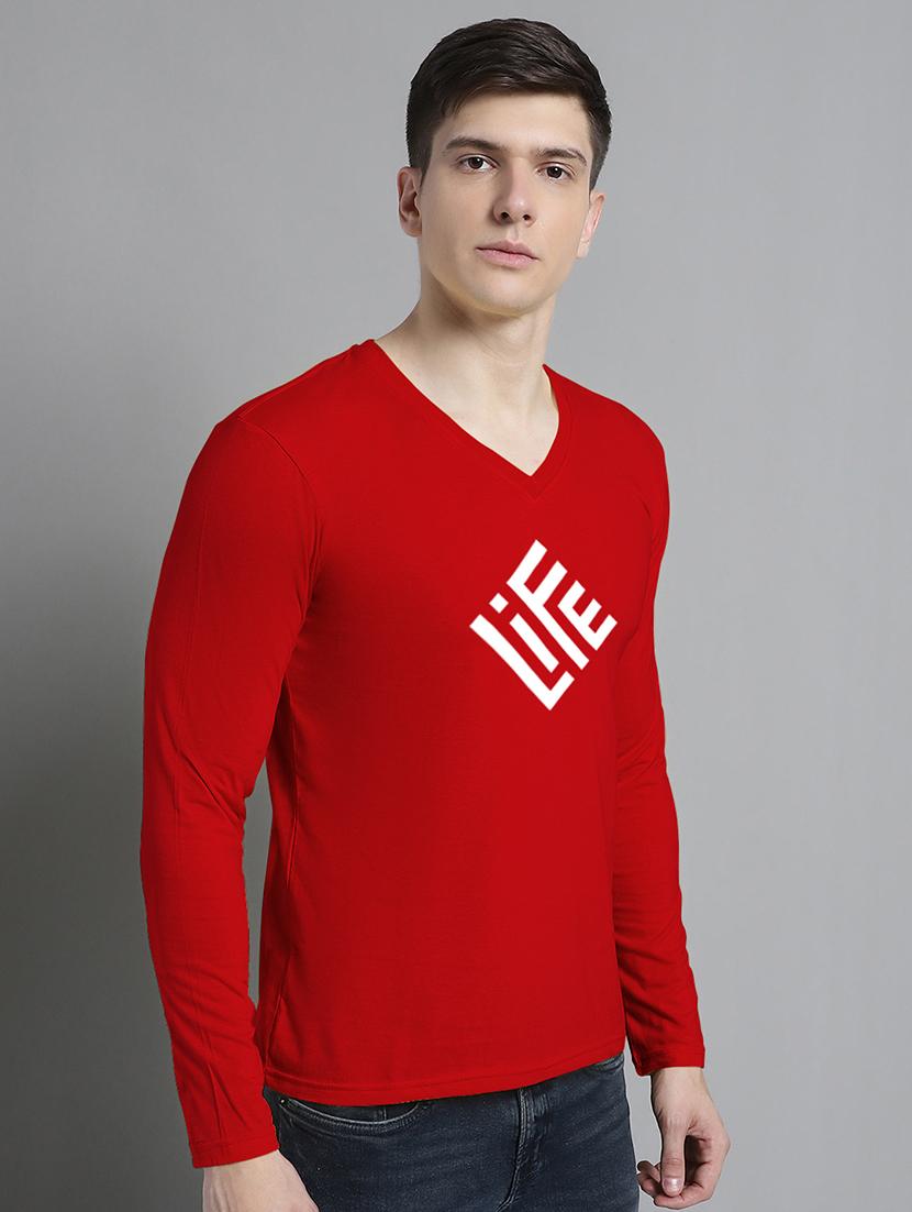 red cotton chest print tshirt - 20299110 - Standard Image - 2