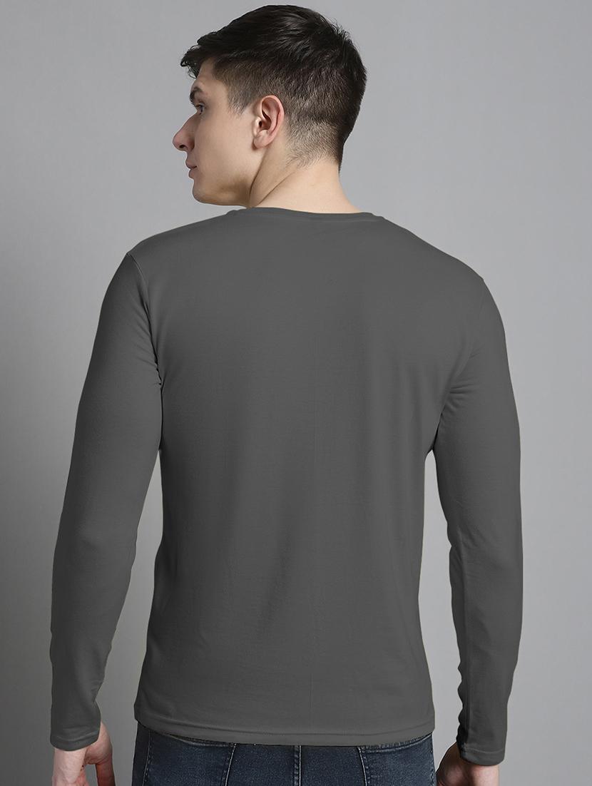men typography print grey long sleeves cotton t-shirt - 20299117 - Standard Image - 2