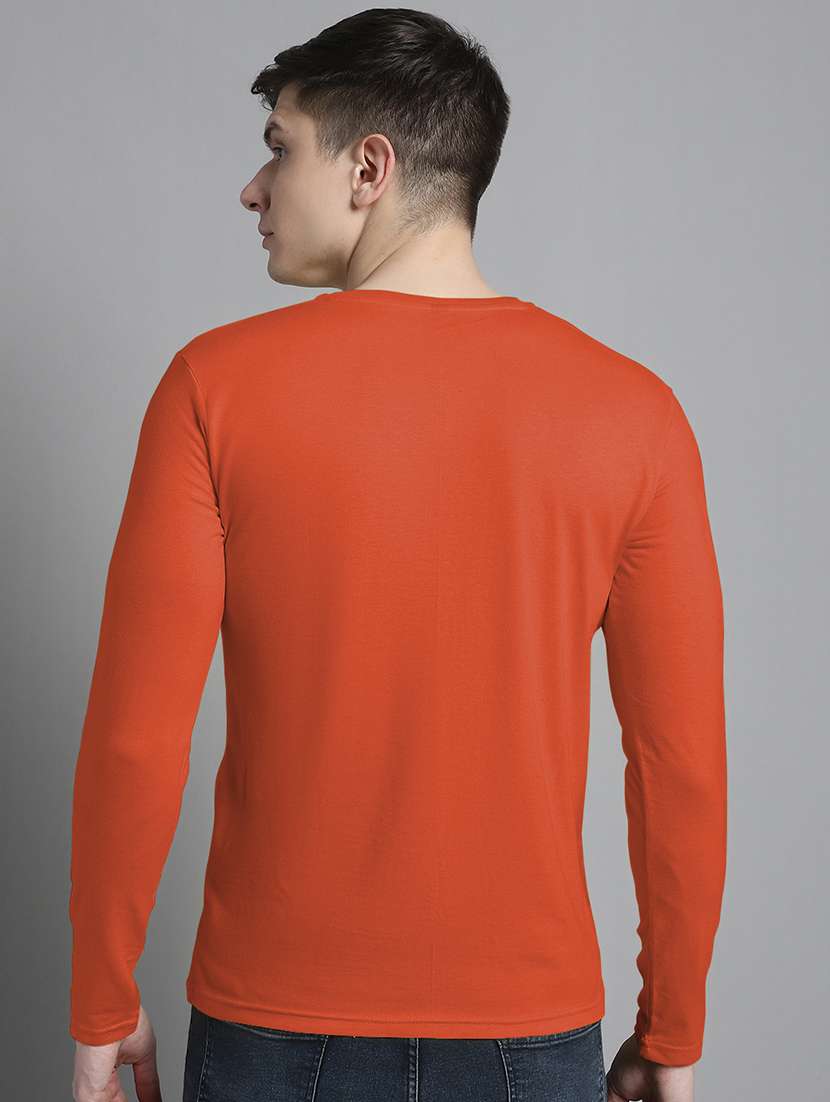 men orange cotton chest print t-shirt - 20299121 - Standard Image - 2