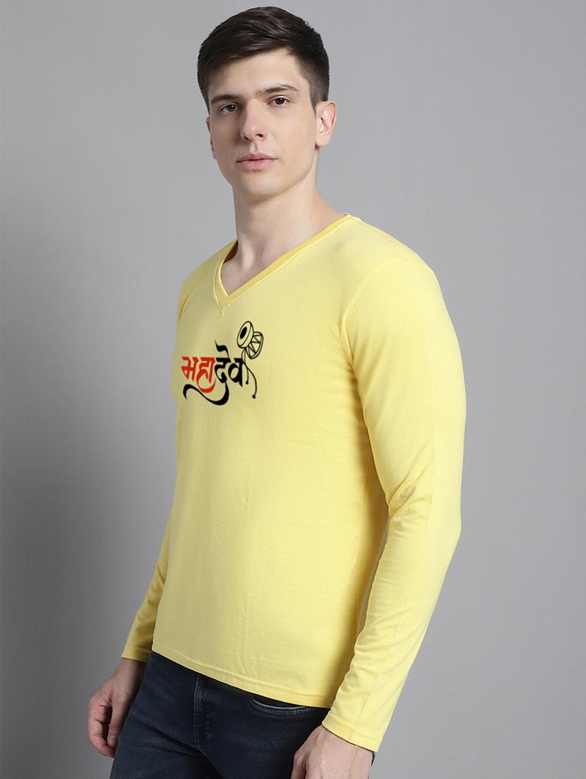 yellow cotton chest print tshirt - 20299136 - Standard Image - 2