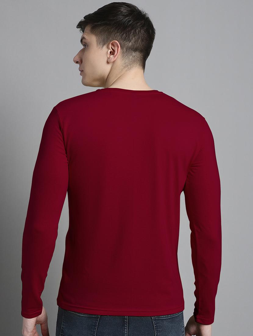 men maroon cotton chest print t-shirt - 20299145 - Standard Image - 2