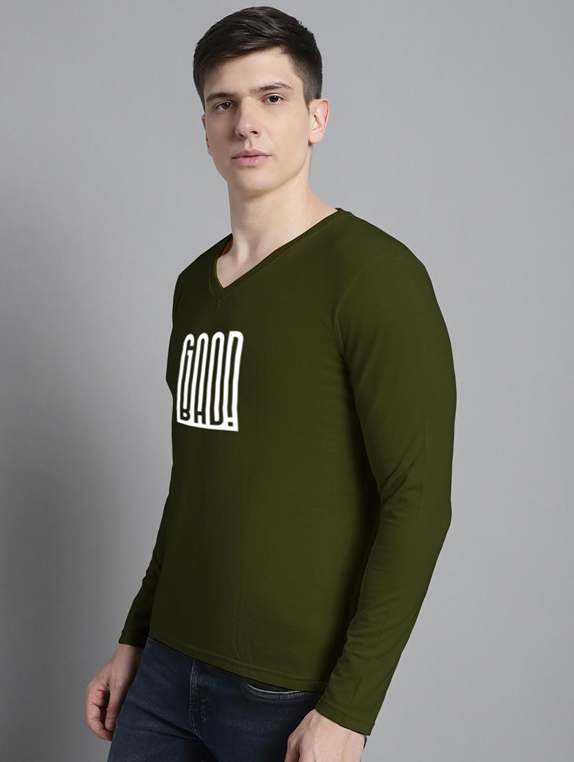 olive cotton front print tshirt - 20299156 - Standard Image - 2