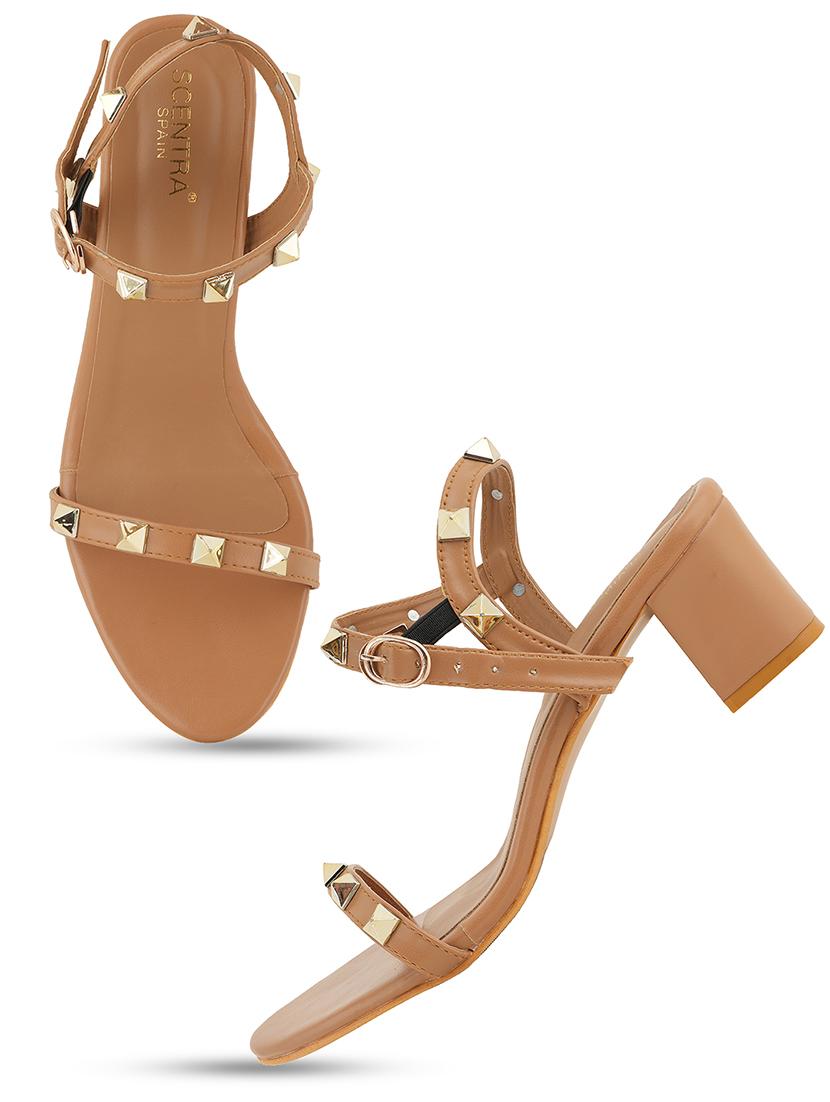 tan back strap block heel sandal - 20299162 - Standard Image - 2