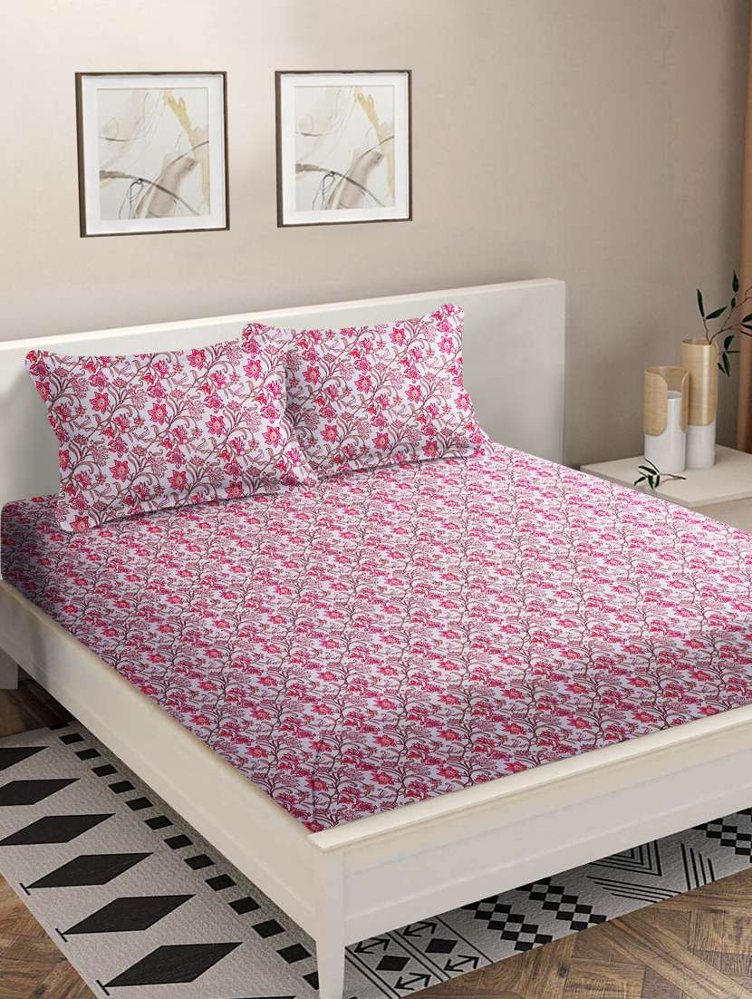 pink double queen bedsheet with 2 pillow covers