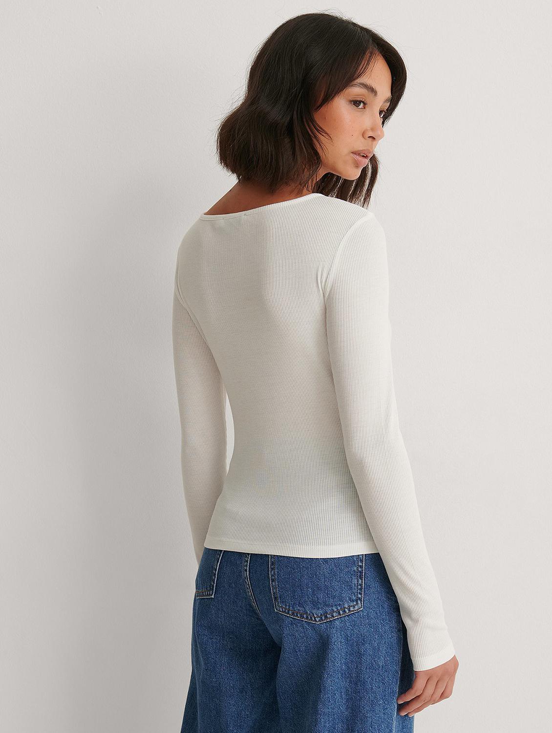 white solid long sleeves regular top - 20299346 - Standard Image - 2