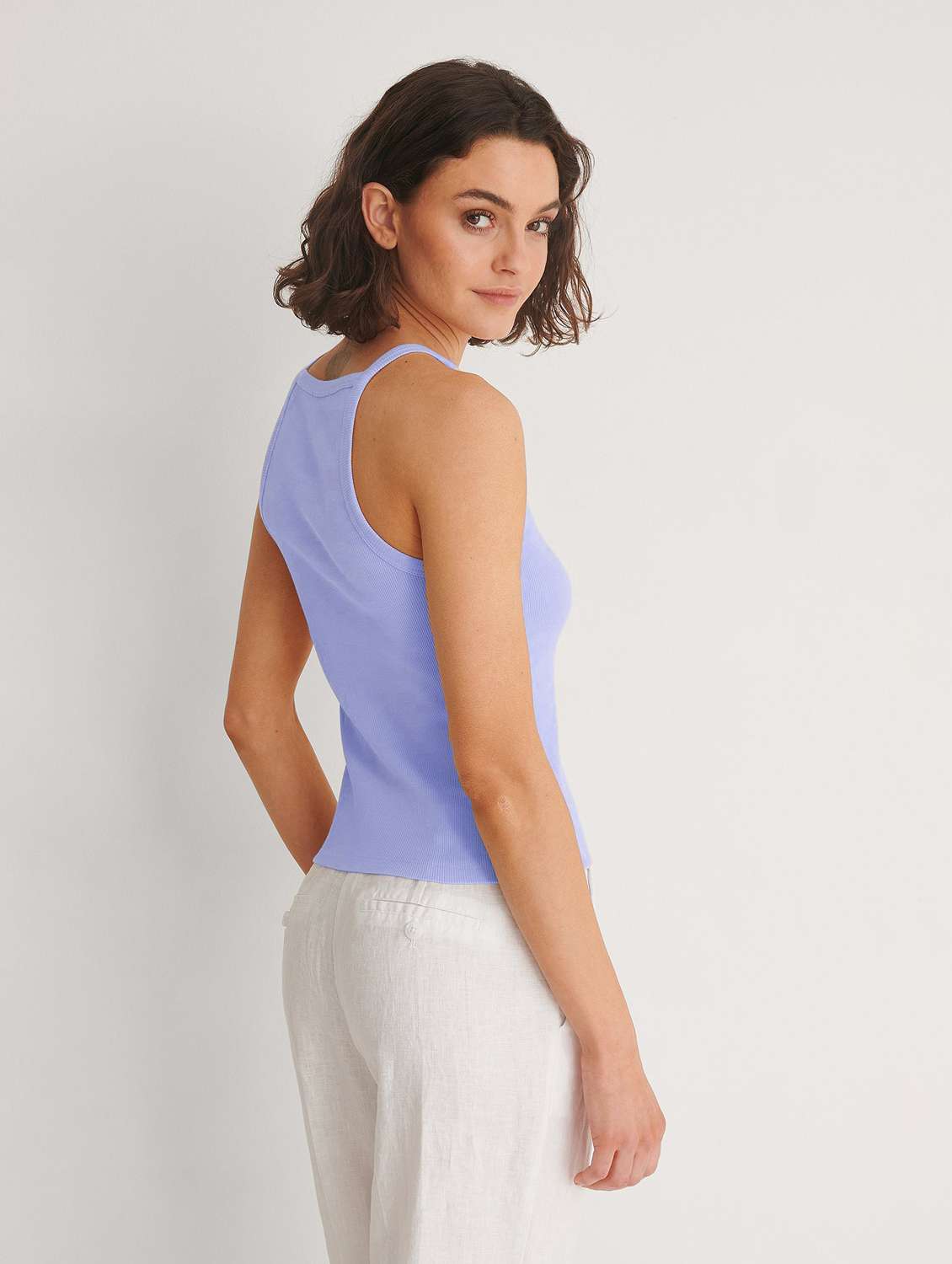 light blue solid sleeveless tank top - 20299358 - Standard Image - 2
