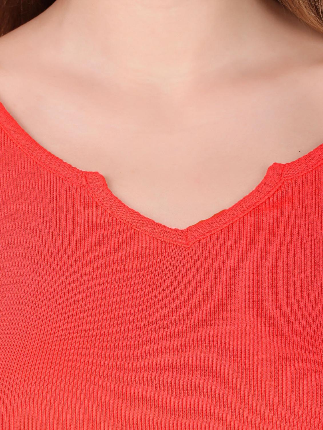 orange solid long sleeves regular top - 20299440 - Standard Image - 2