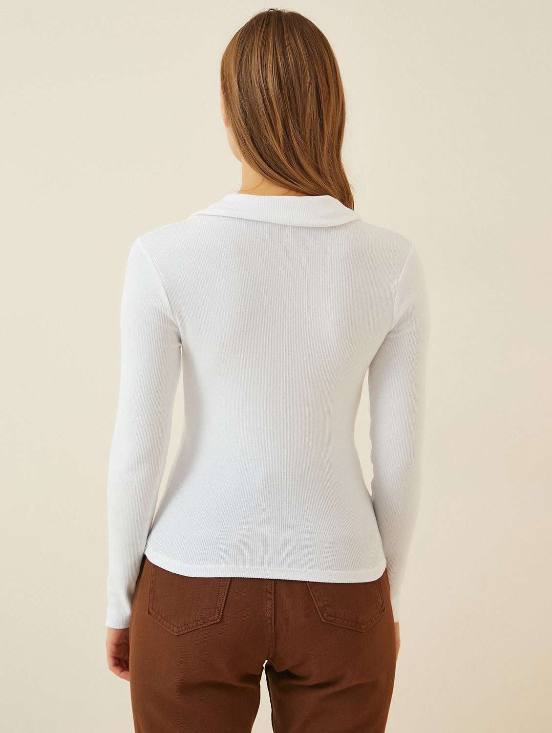 white solid polo neck regular top - 20299512 -  Standard Image - 2