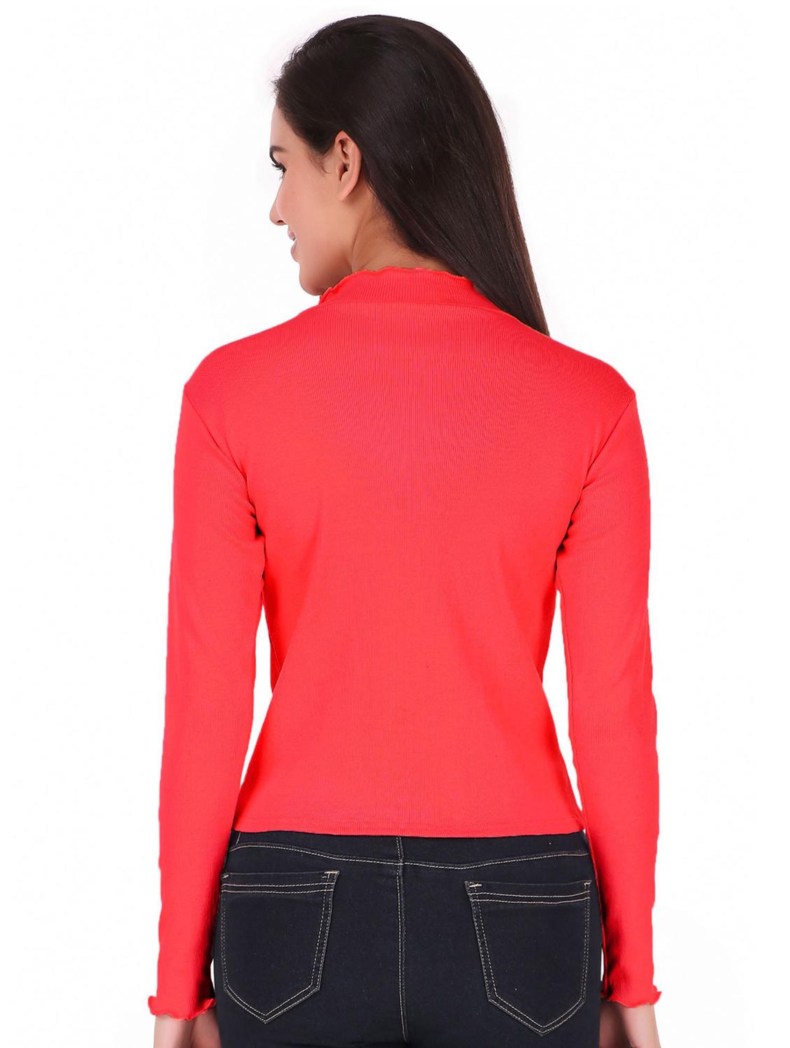 orange solid mock neck regular top - 20299553 - Standard Image - 2