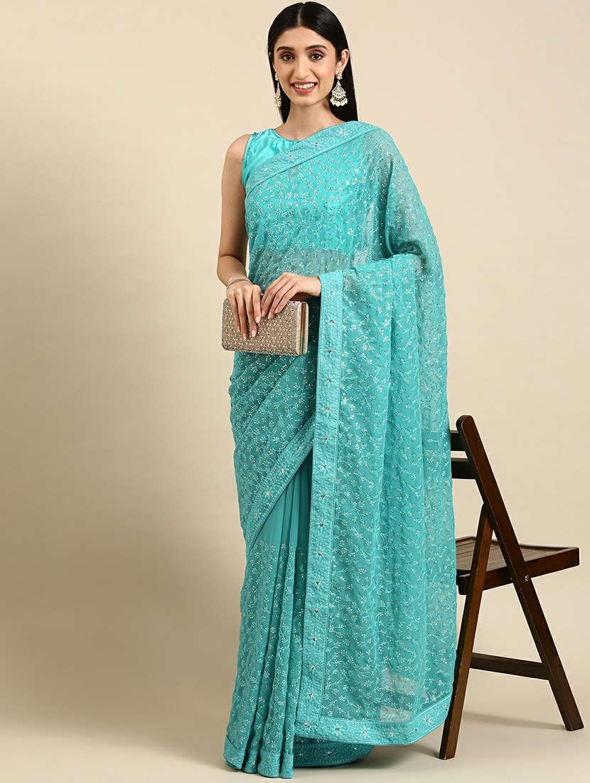 women's embroidered saree with blouse