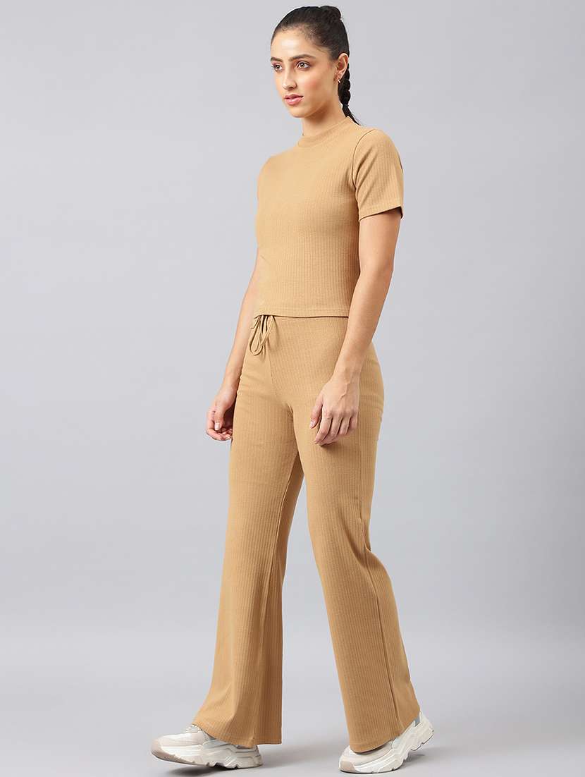 women solid top and trouser co-ord set - 20300305 -  Standard Image - 2