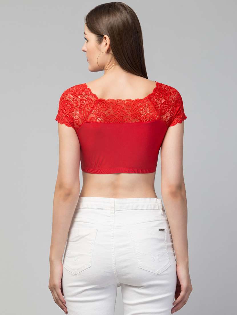 women red solid with work stitched blouse - 20300602 -  Standard Image - 2