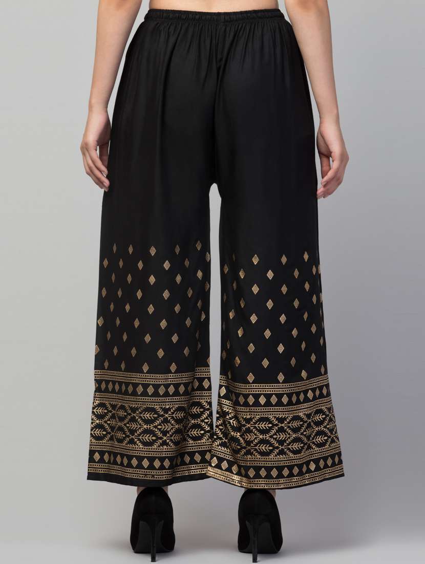 women block print viscose palazzo - 20300608 - Standard Image - 2