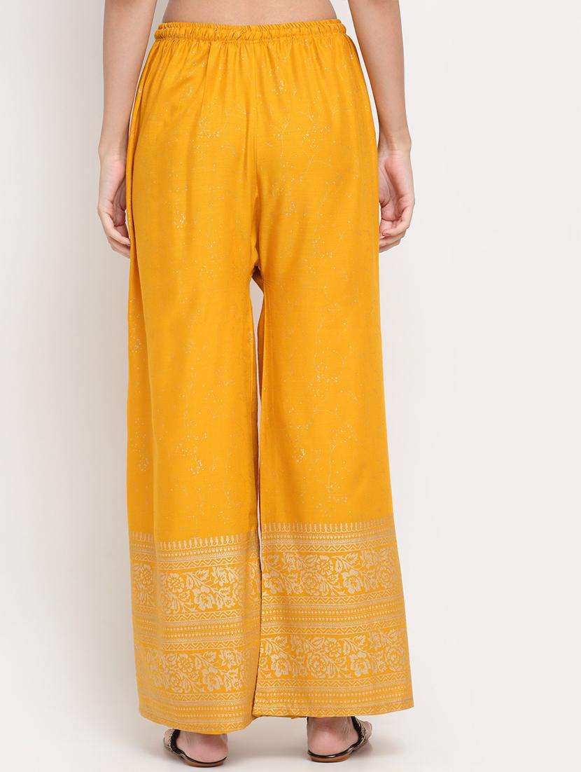yellow bottom placement print palazzo - 20300609 - Standard Image - 2
