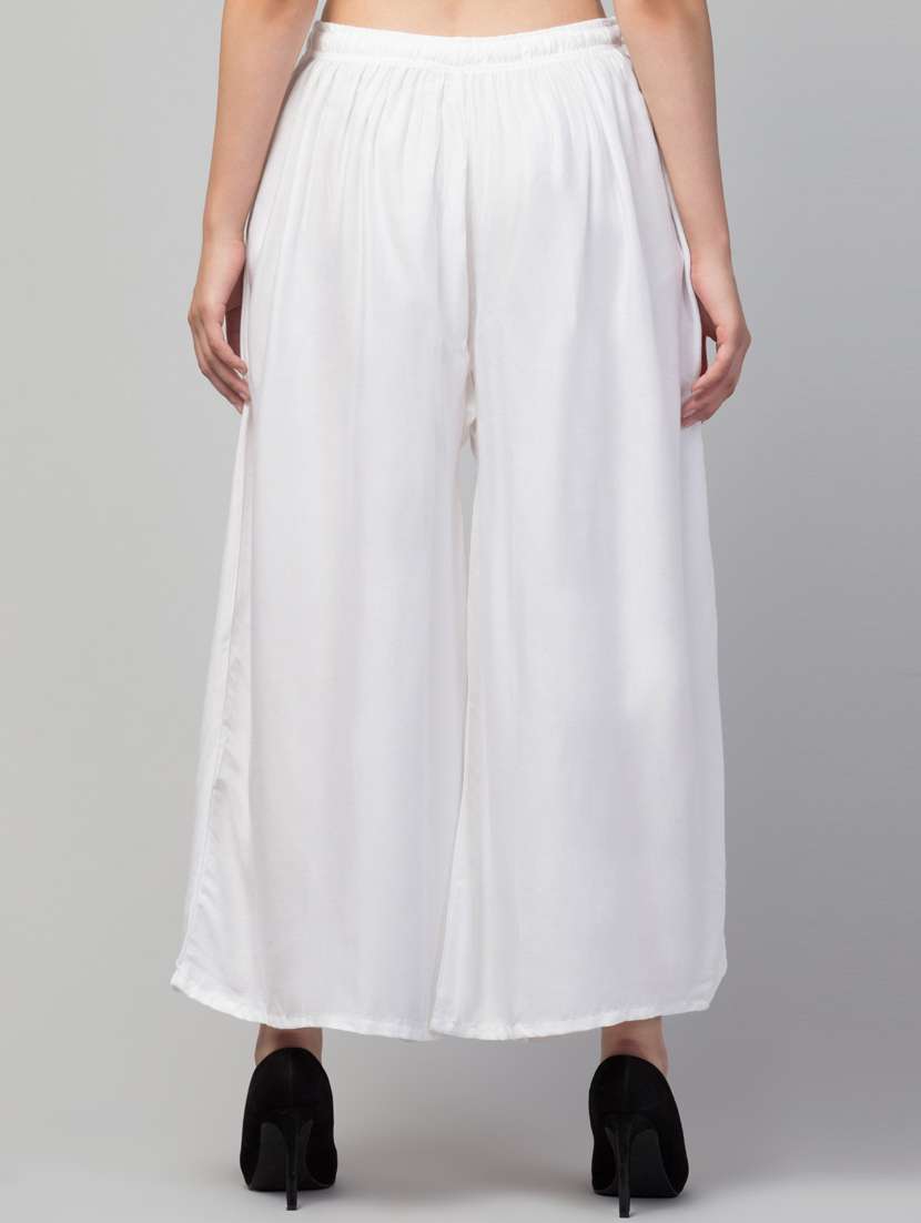 women mid rise solid flared palazzo - 20300616 -  Standard Image - 2