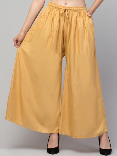 women mid rise solid flared palazzo - 20300619 - Standard Image - 0