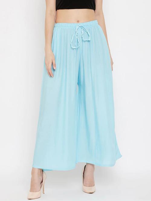 women mid rise solid flared palazzo - 20300625 - Standard Image - 0