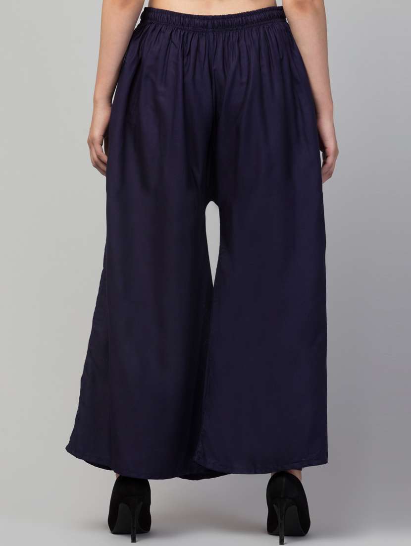women mid rise solid flared palazzo - 20300627 -  Standard Image - 2