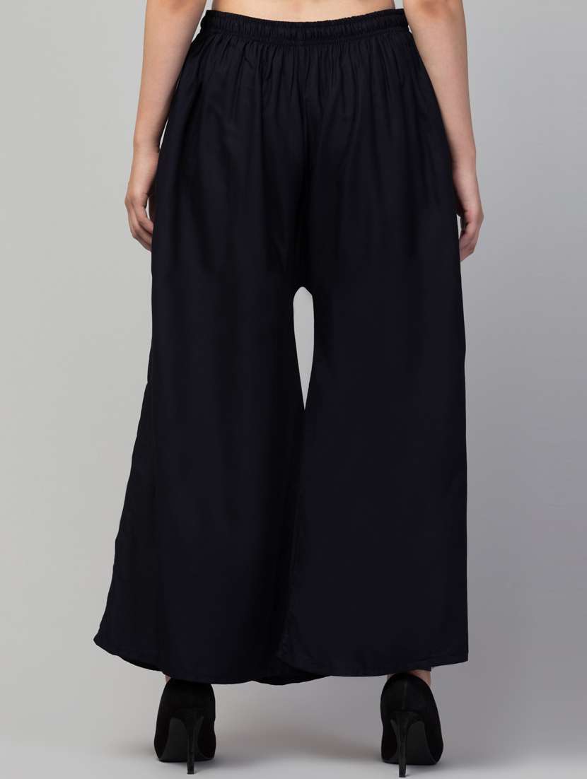 women mid rise solid flared palazzo - 20300630 -  Standard Image - 2