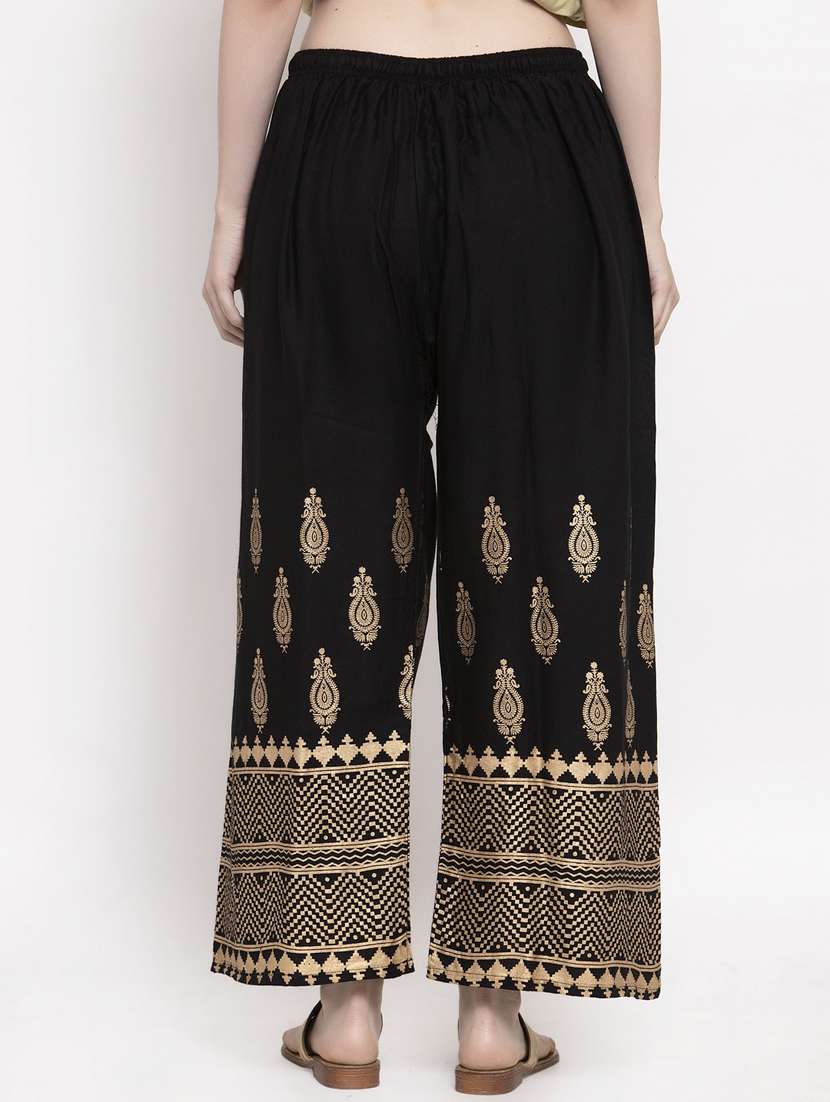 black bottom placement print palazzo - 20300642 -  Standard Image - 2