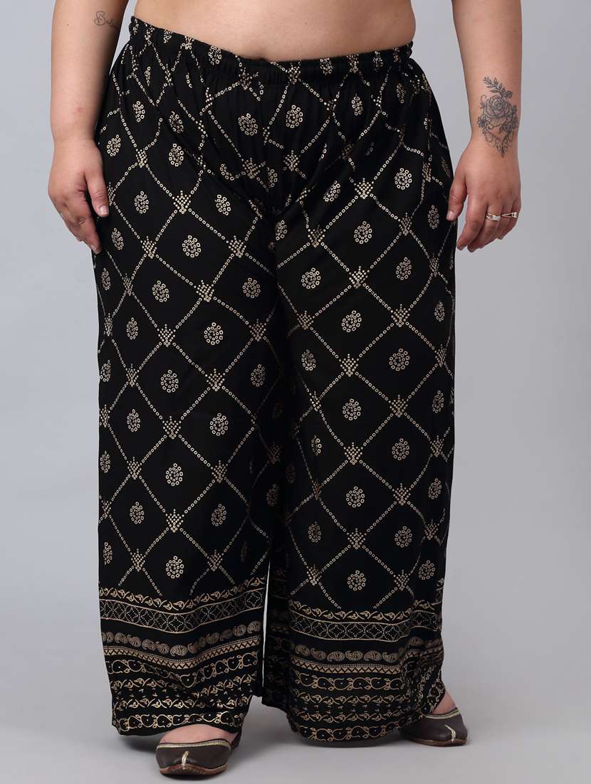 black printed palazzo - 20300649 -  Standard Image - 2