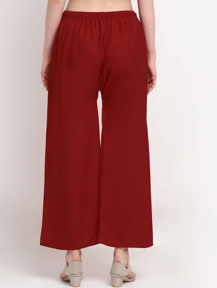 women mid rise solid flared palazzo - 20300663 -  Standard Image - 2