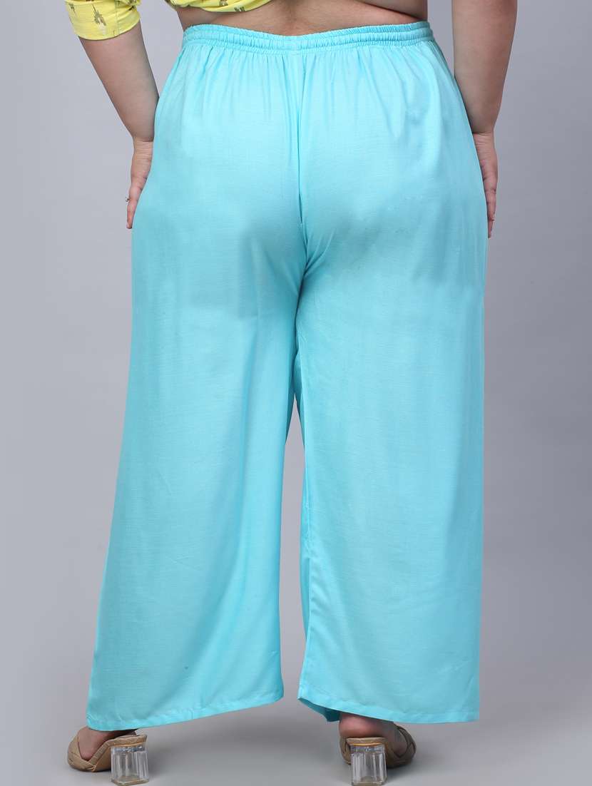 women mid rise solid flared palazzo - 20300670 -  Standard Image - 2