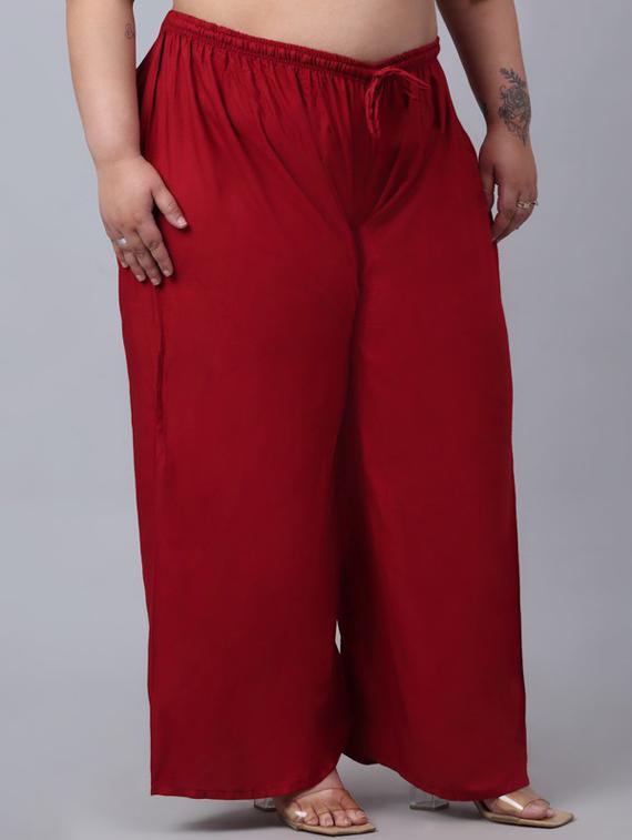 women pack of 2 solid flared palazzos - 20300681 - Standard Image - 2