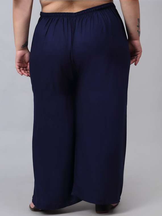 women mid rise solid flared palazzo - 20300683 -  Standard Image - 2