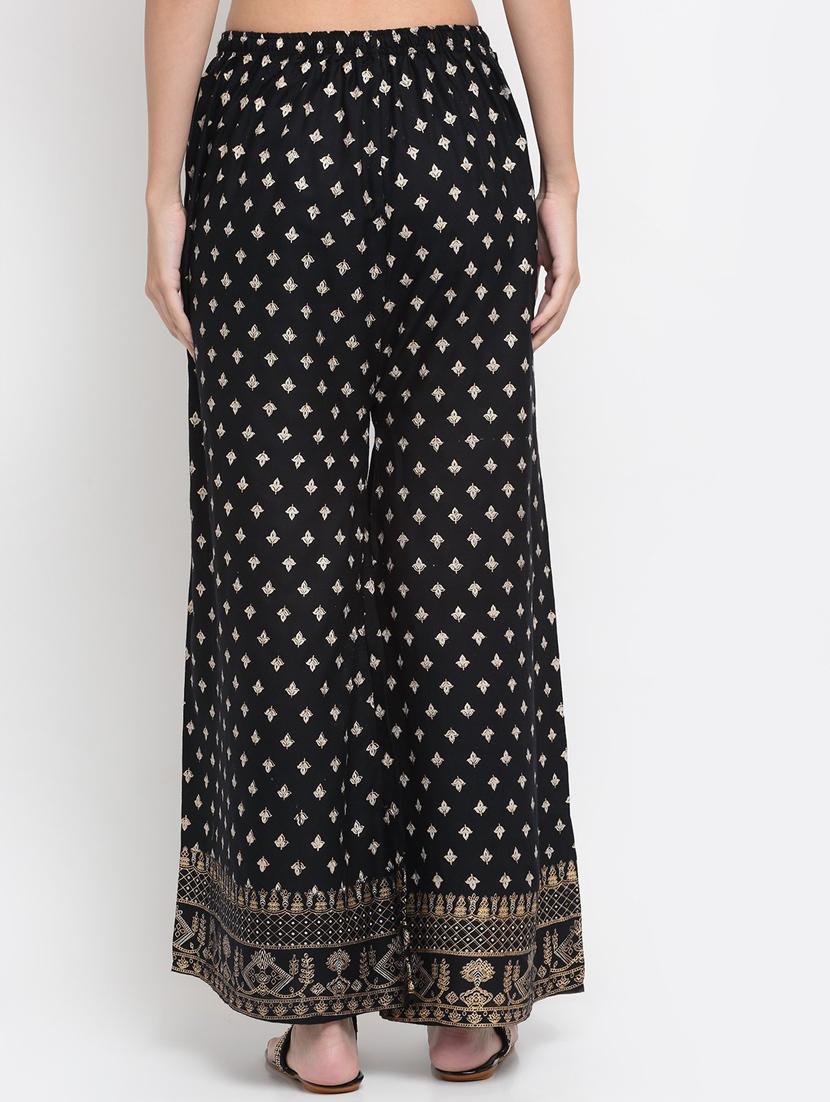 black foil printed palazzo - 20300689 - Standard Image - 2