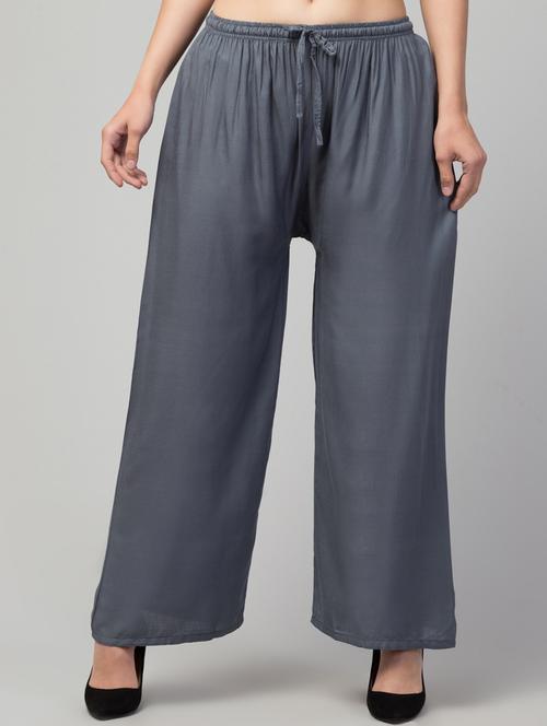 women mid rise solid flared palazzo - 20300695 - Standard Image - 0