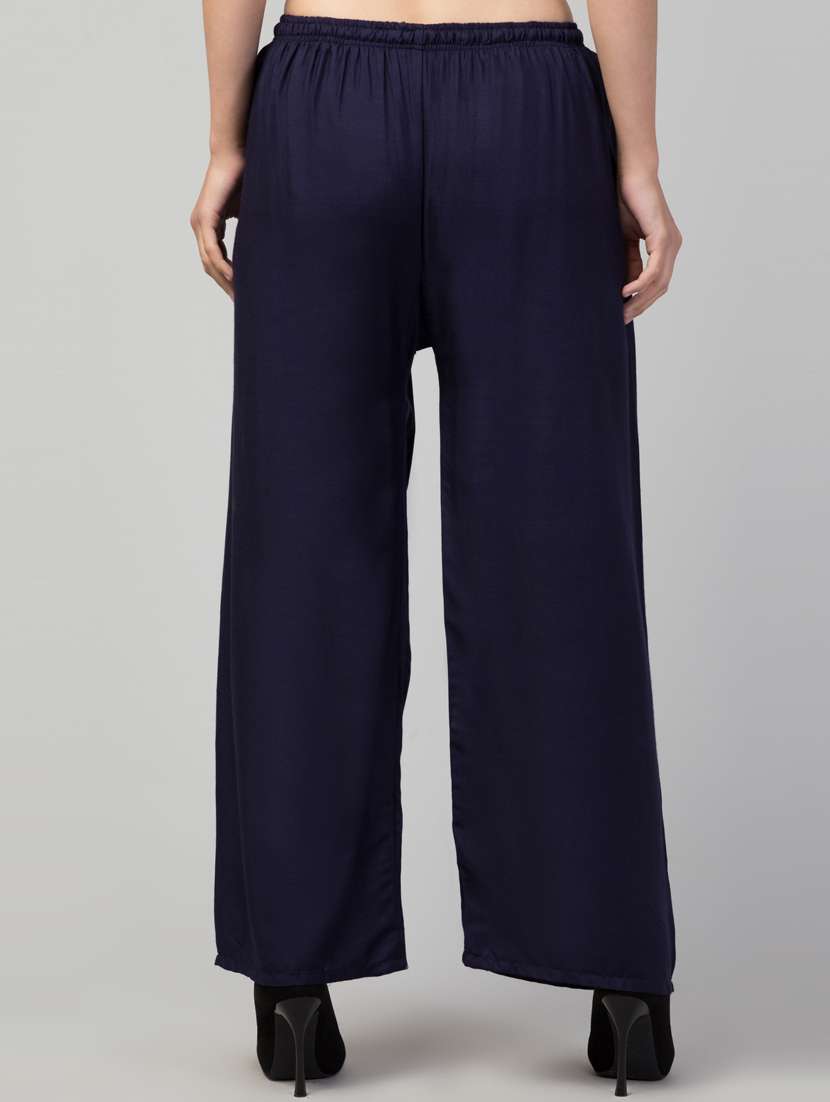 women mid rise solid flared palazzo - 20300696 -  Standard Image - 2