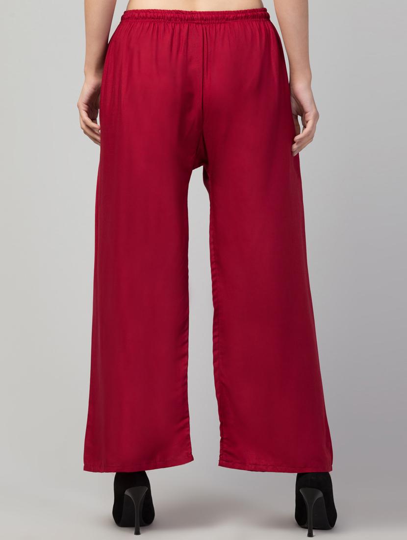 women mid rise solid flared palazzo - 20300702 - Standard Image - 2
