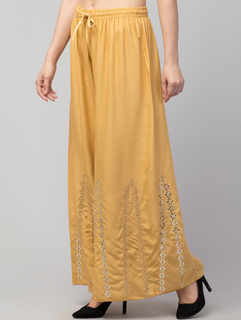 tan solid with work palazzo - 20300707 - Standard Image - 2