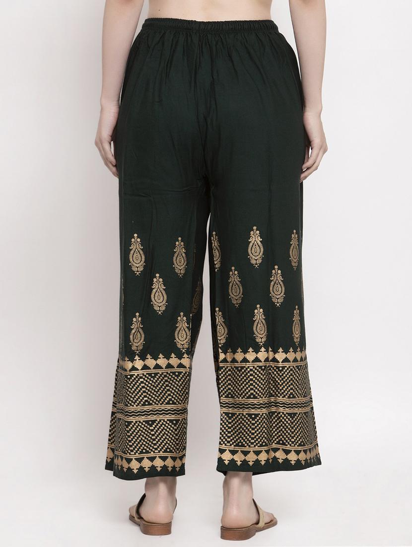 olive green bottom placement print palazzo - 20300717 - Standard Image - 2