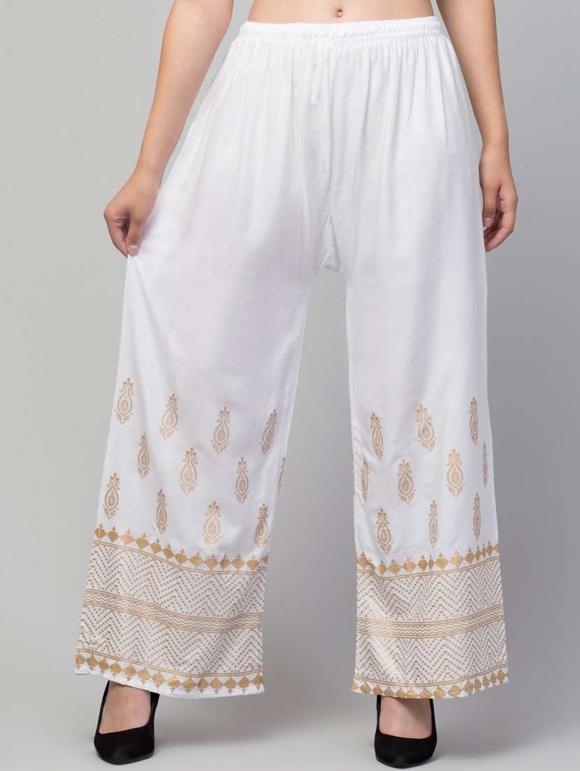 white bottom placement print palazzo - 20300719 -  Standard Image - 2