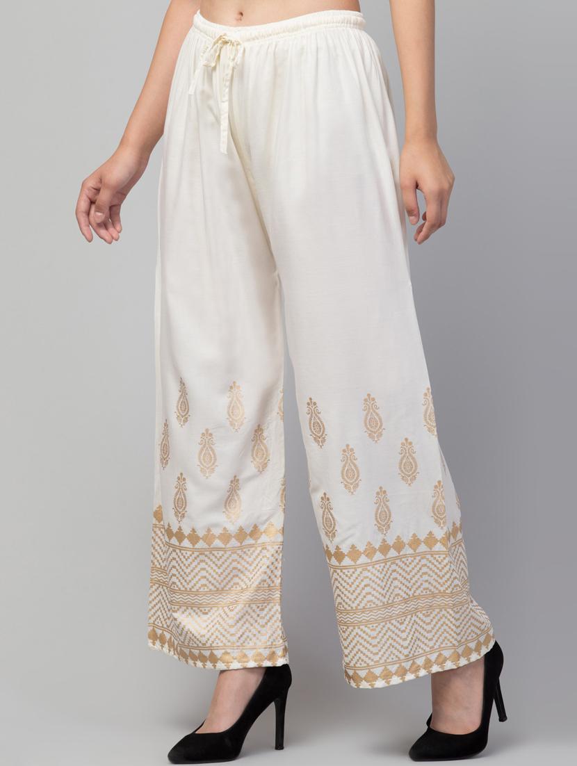 cream bottom placement print palazzo - 20300720 - Standard Image - 2
