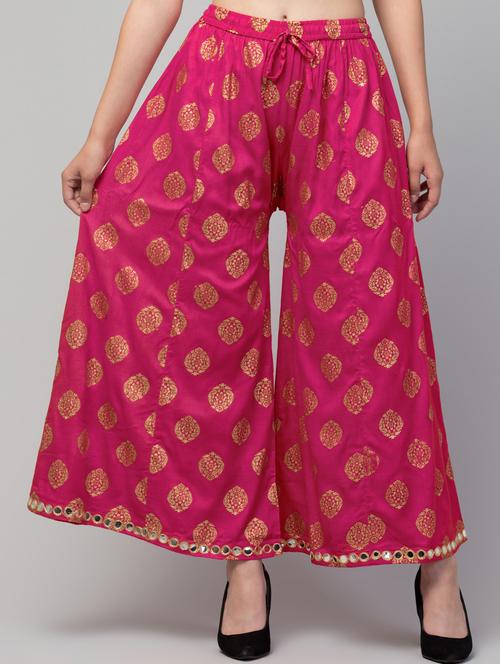 women floral print viscose palazzo - 20300735 - Standard Image - 0