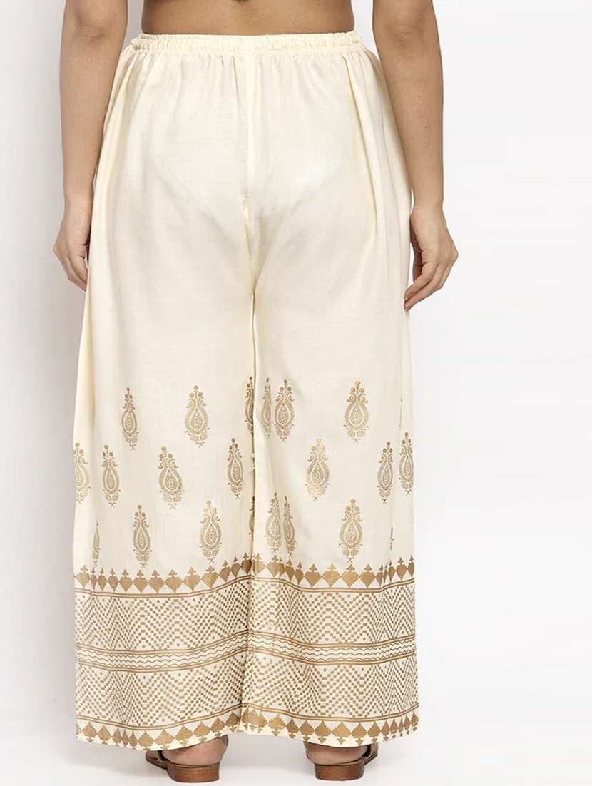 cream bottom placement print palazzo - 20300742 -  Standard Image - 2