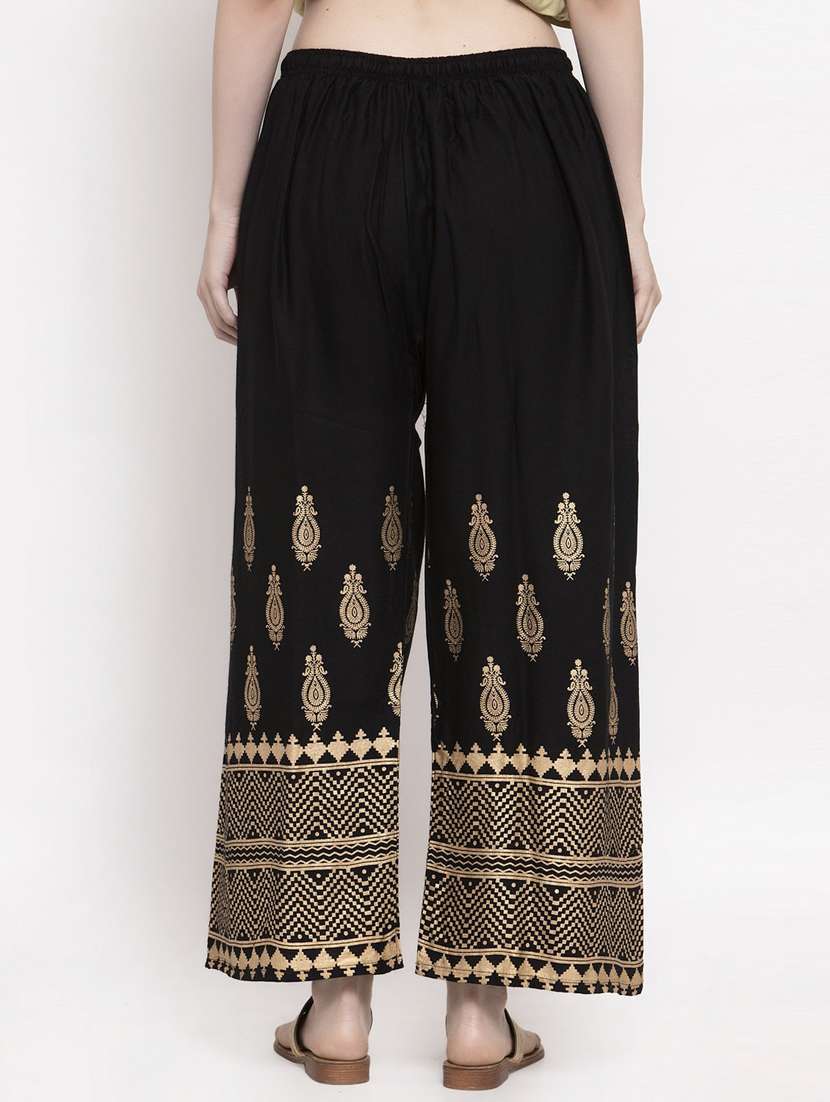 black bottom placement print palazzo - 20300743 -  Standard Image - 2