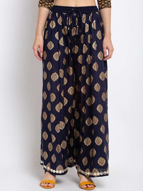 women floral print viscose palazzo - 20300749 - Standard Image - 0