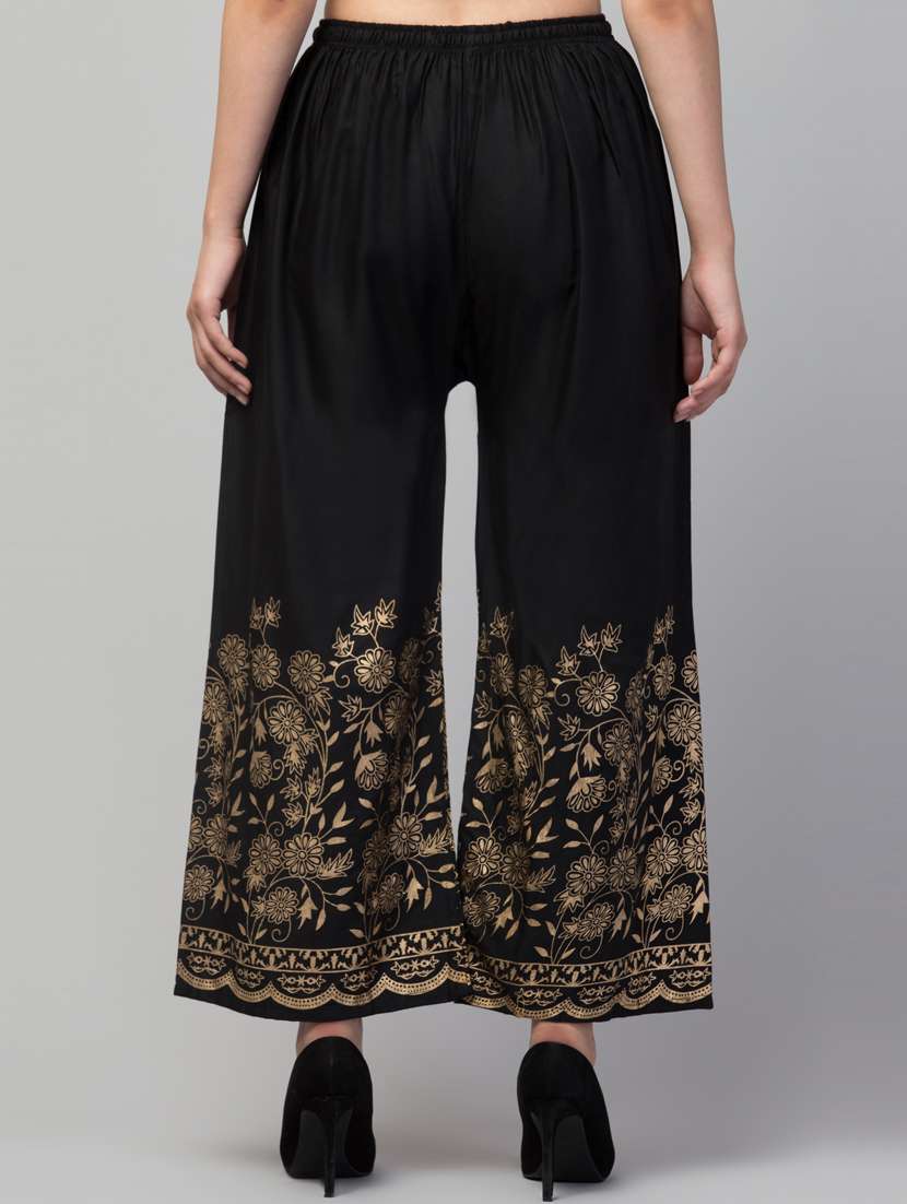 black bottom placement print palazzo - 20300752 -  Standard Image - 2