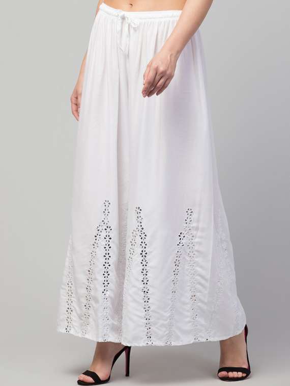 white solid with work palazzo - 20300758 -  Standard Image - 2