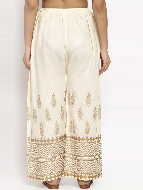 optic white bottom placement print palazzo - 20300761 -  Standard Image - 2