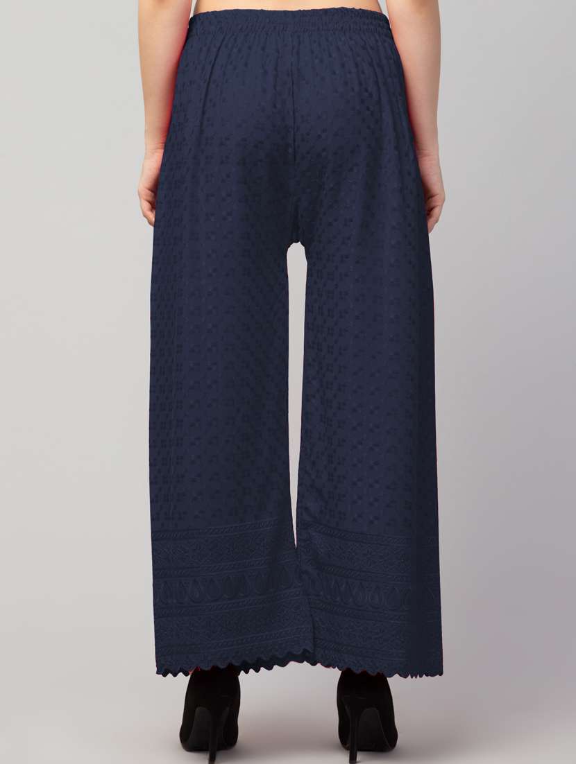 navy blue solid with work palazzo - 20300778 -  Standard Image - 2