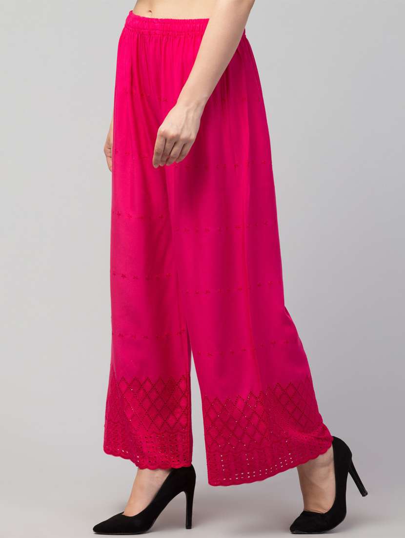 pink solid with work palazzo - 20300780 -  Standard Image - 2