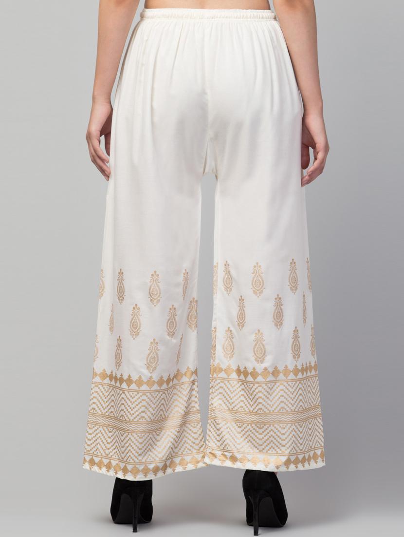 optic white bottom placement print straight palazzo - 20300790 - Standard Image - 2